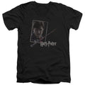 Harry Potter Harrys Wand Portrait Mens Slim Fit V-Neck T Shirt Black Officially Licensed