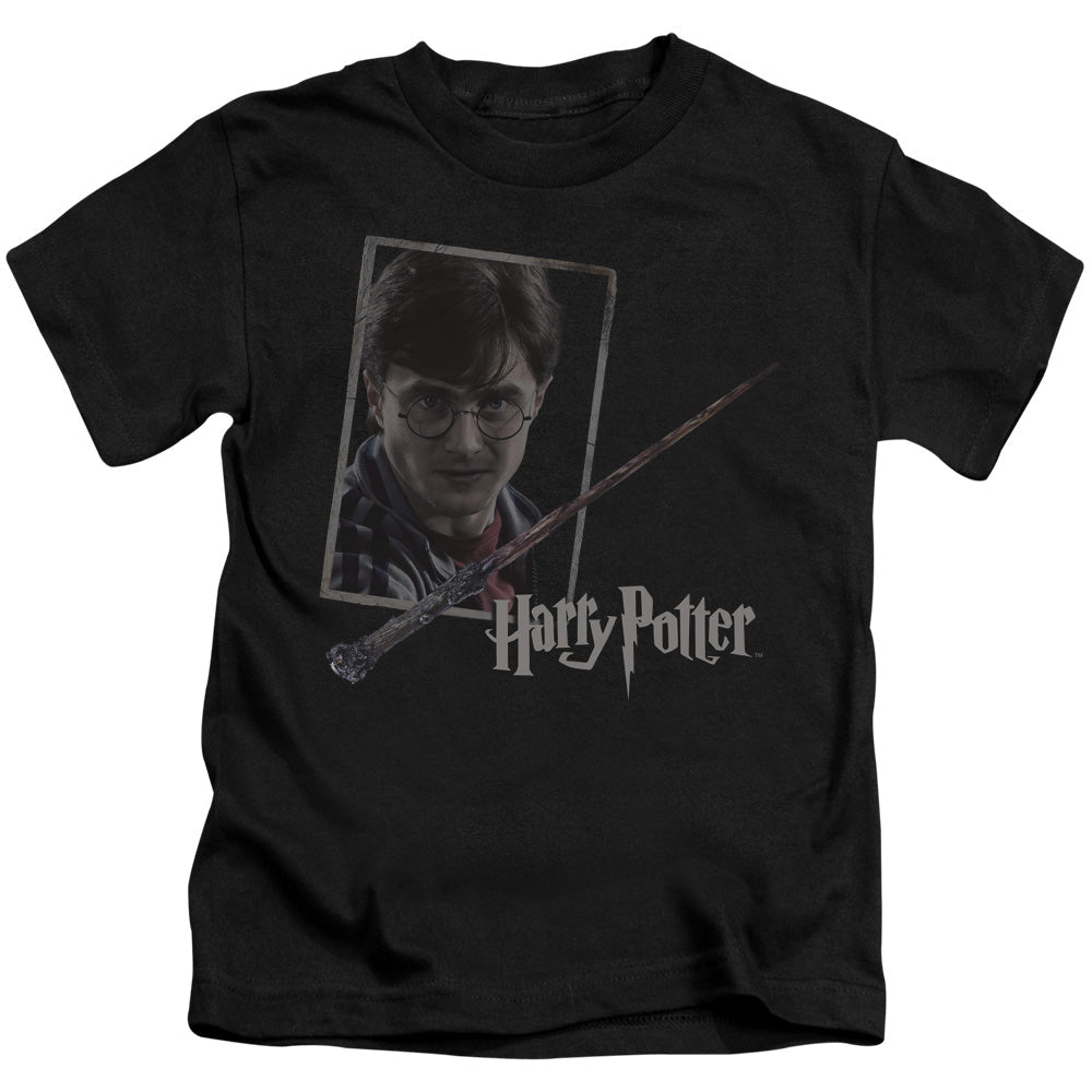 Harry Potter Harrys Wand Portrait Juvenile Kids Youth T Shirt Black Officially Licensed