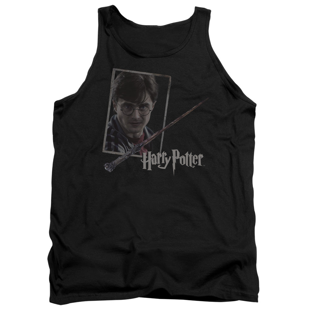 Harry Potter Harrys Wand Portrait Mens Tank Top Shirt Black Officially Licensed