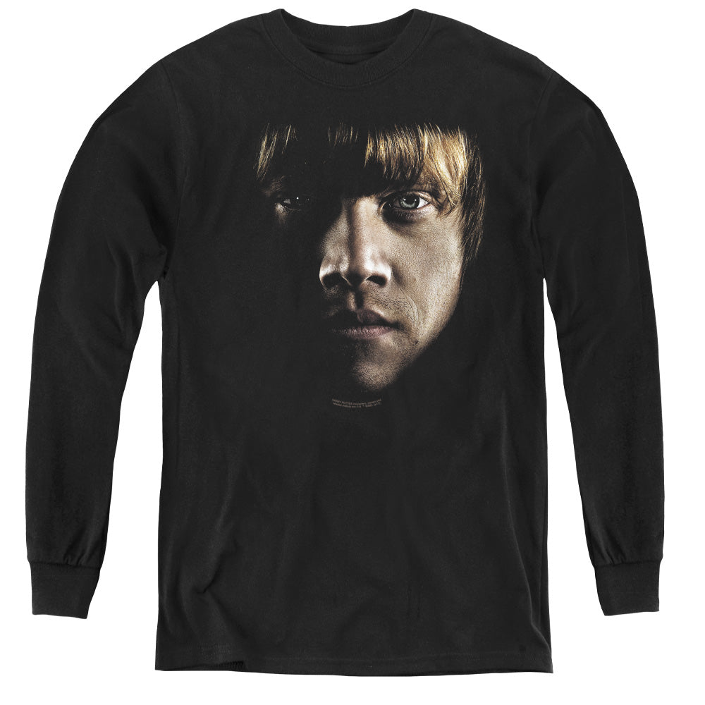 Harry Potter Ron Poster Head Long Sleeve Kids Youth T Shirt Black Officially Licensed