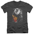 Harry Potter Ron Portrait Mens Slim Fit V-Neck T Shirt Charcoal Officially Licensed