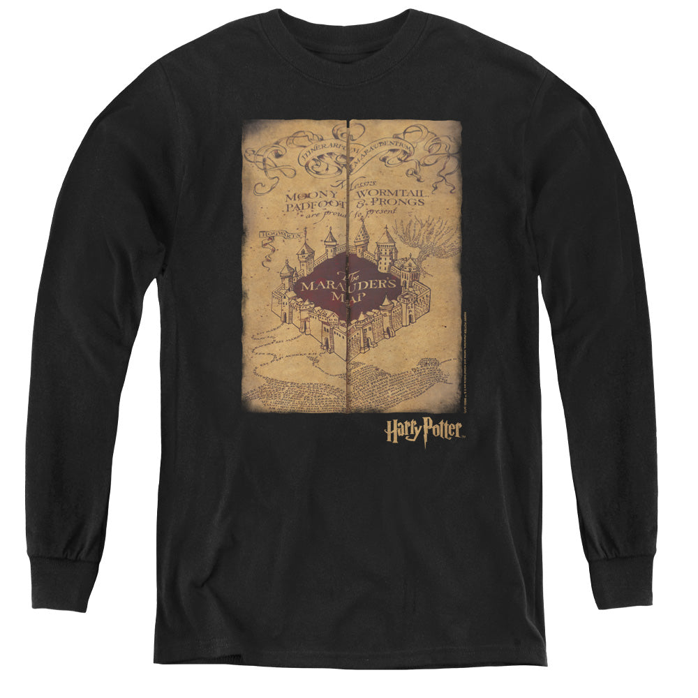 Harry Potter Marauders Map Long Sleeve Kids Youth T Shirt Black Officially Licensed