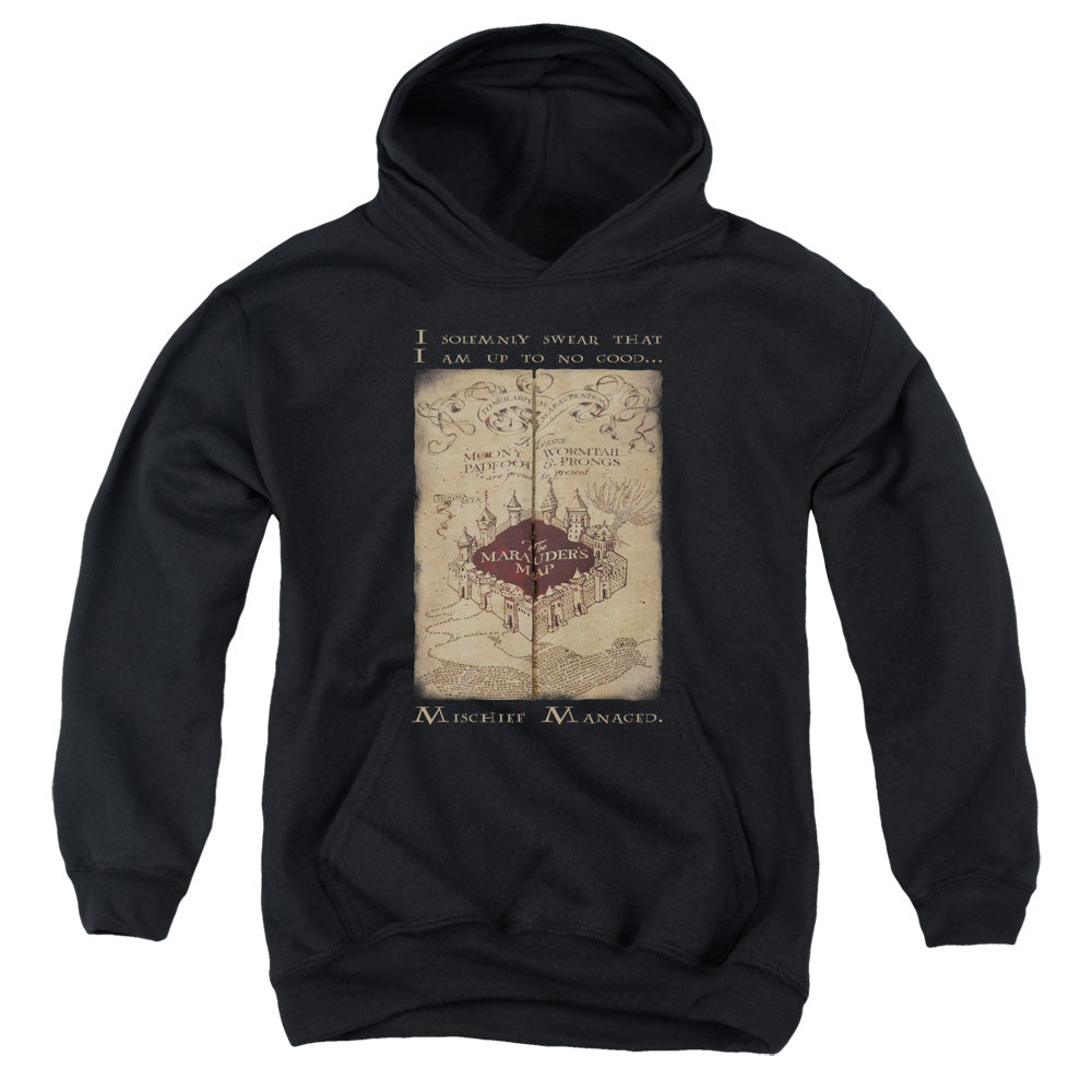 Harry Potter Marauders Map Words Kids Youth Hoodie Black Officially Licensed