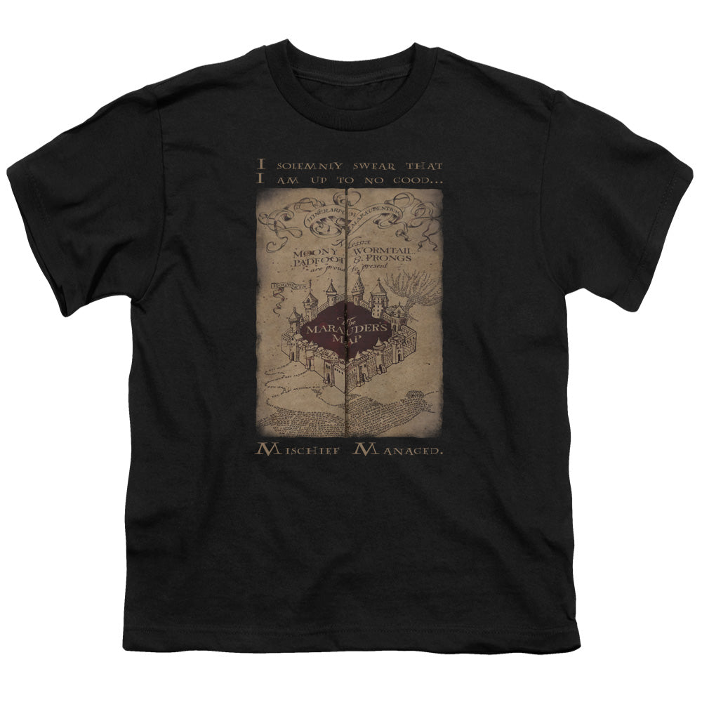 Harry Potter Marauders Map Words Kids Youth T Shirt Black Officially Licensed