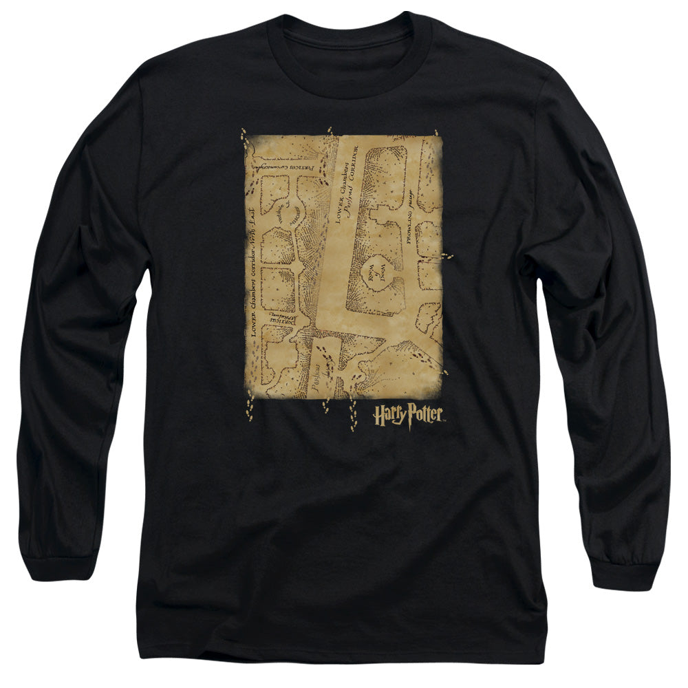 Harry Potter Marauders Map Interior Mens Long Sleeve Shirt Black Officially Licensed Officially Licensed