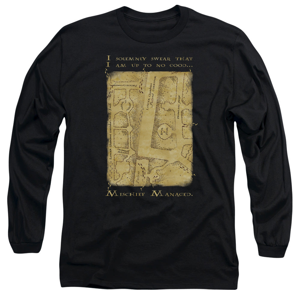 Harry Potter Marauders Map Interior Words Mens Long Sleeve Shirt Black Officially Licensed Officially Licensed