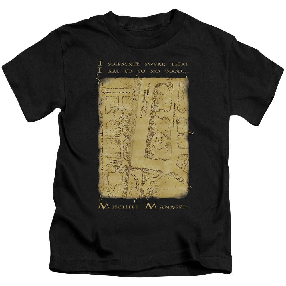 Harry Potter Marauders Map Interior Words Juvenile Kids Youth T Shirt Black Officially Licensed