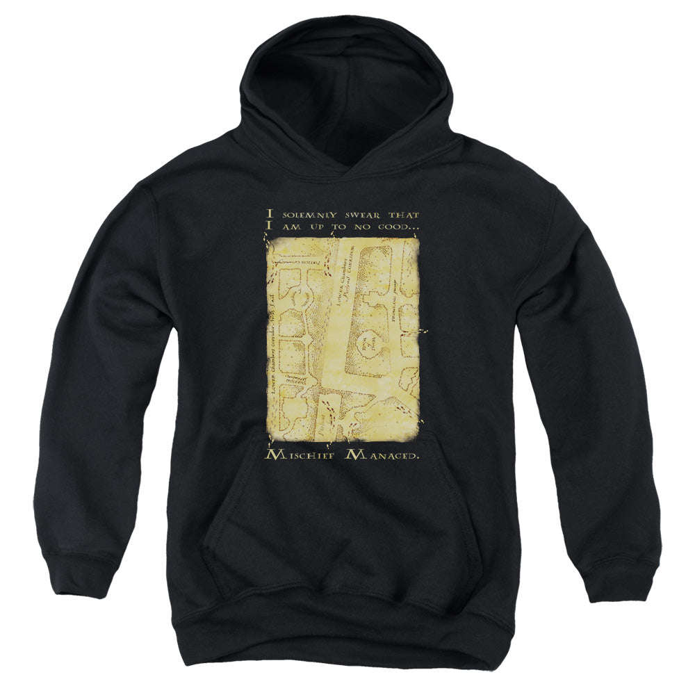Harry Potter Marauders Map Interior Words Kids Youth Hoodie Black Officially Licensed