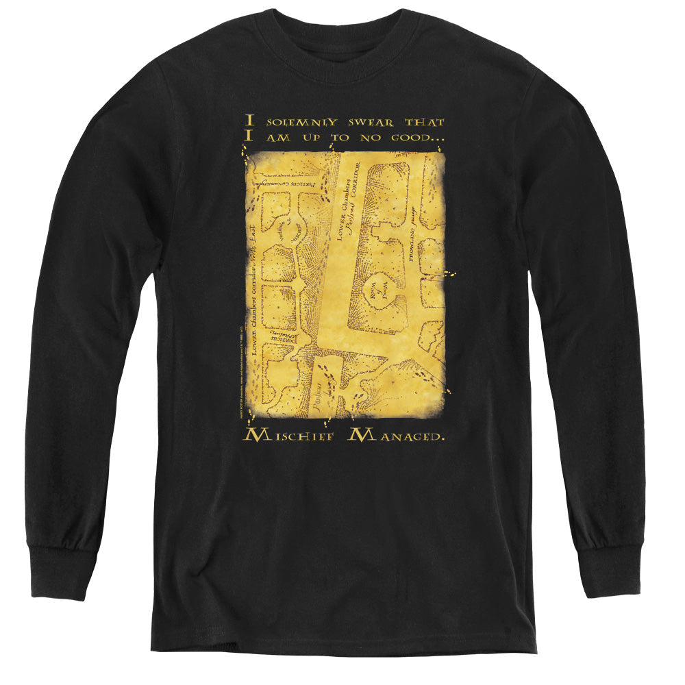 Harry Potter Marauders Map Interior Words Long Sleeve Kids Youth T Shirt Black Officially Licensed