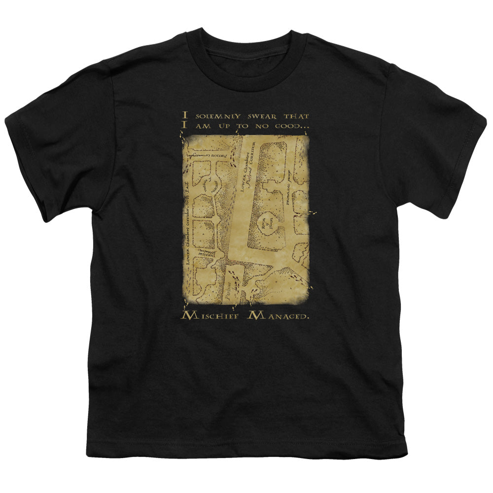 Harry Potter Marauders Map Interior Words Kids Youth T Shirt Black Officially Licensed