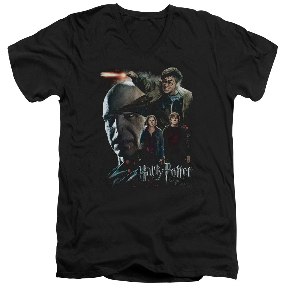 Harry Potter Final Fight Mens Slim Fit V-Neck T Shirt Black Officially Licensed