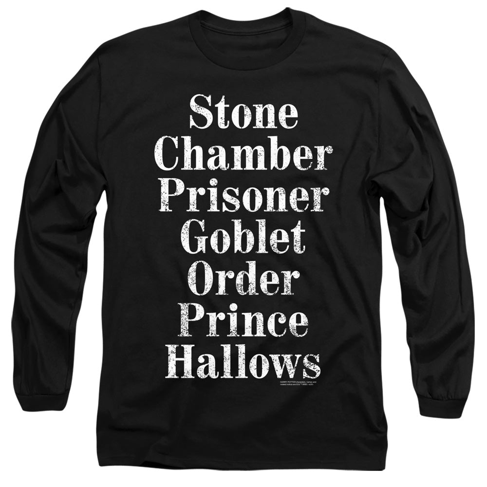 Harry Potter Titles Mens Long Sleeve Shirt Black Officially Licensed Officially Licensed