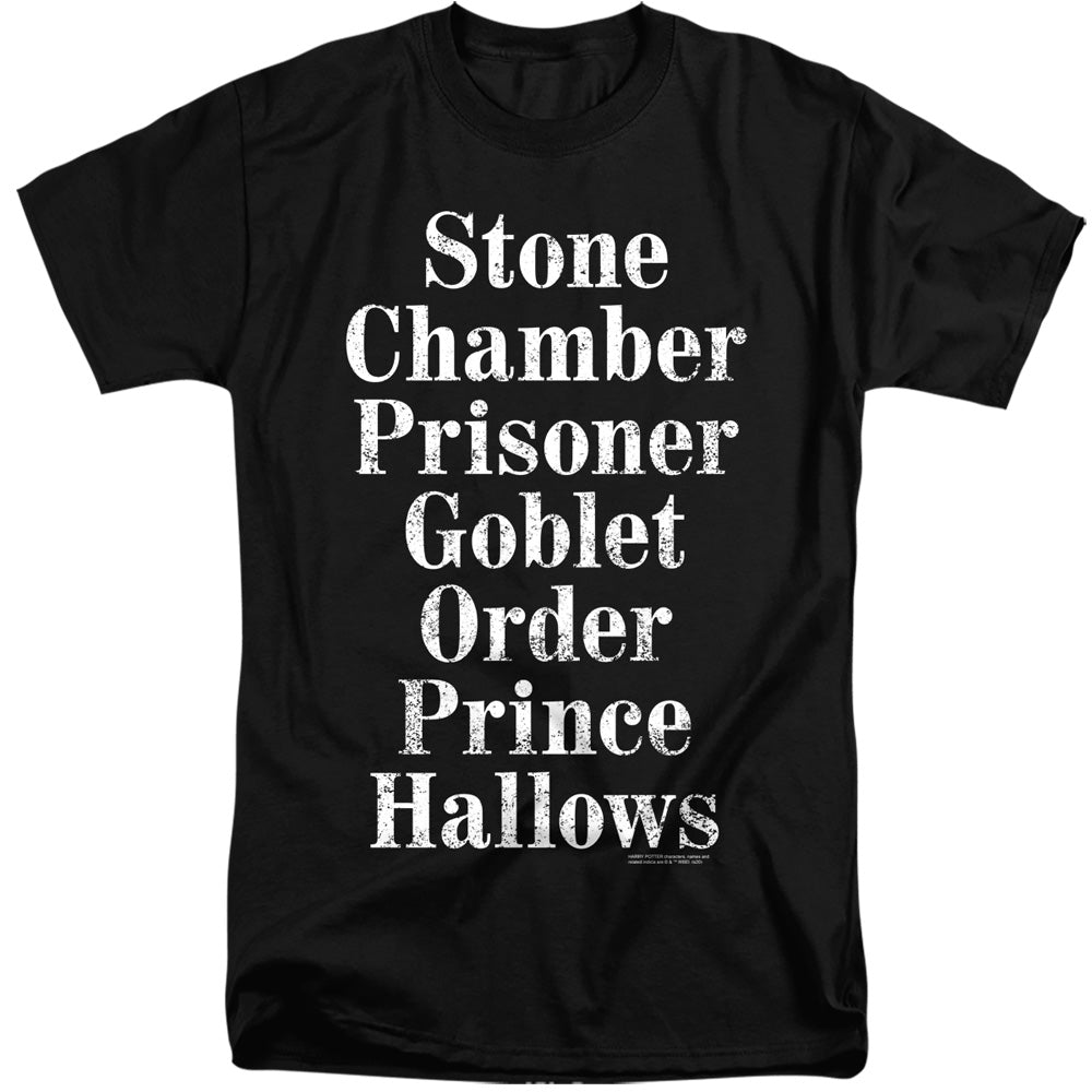 Harry Potter Titles Mens Tall T Shirt Black Officially Licensed