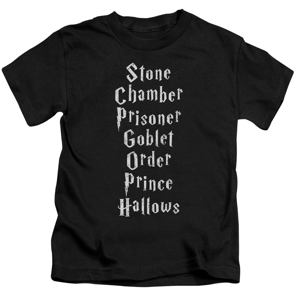 Harry Potter Titles Juvenile Kids Youth T Shirt Black Officially Licensed