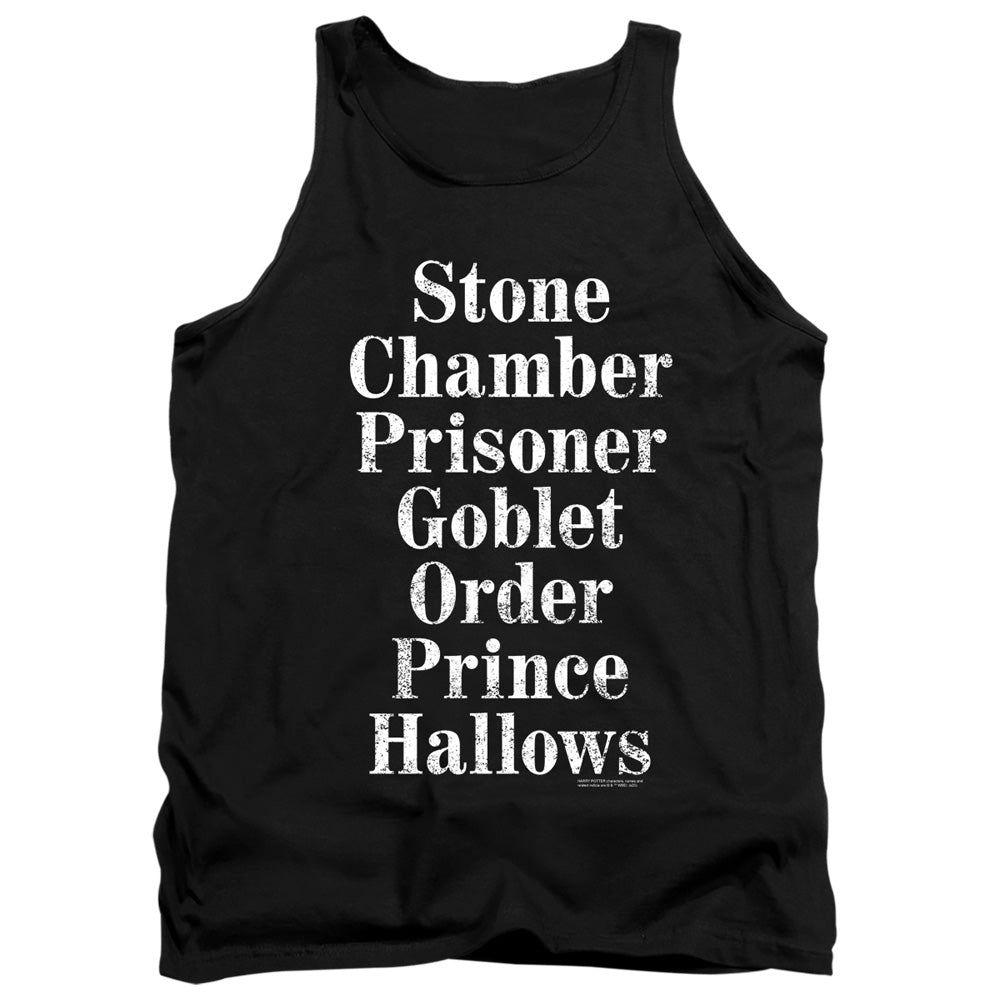 Harry Potter Titles Mens Tank Top Shirt Black Officially Licensed