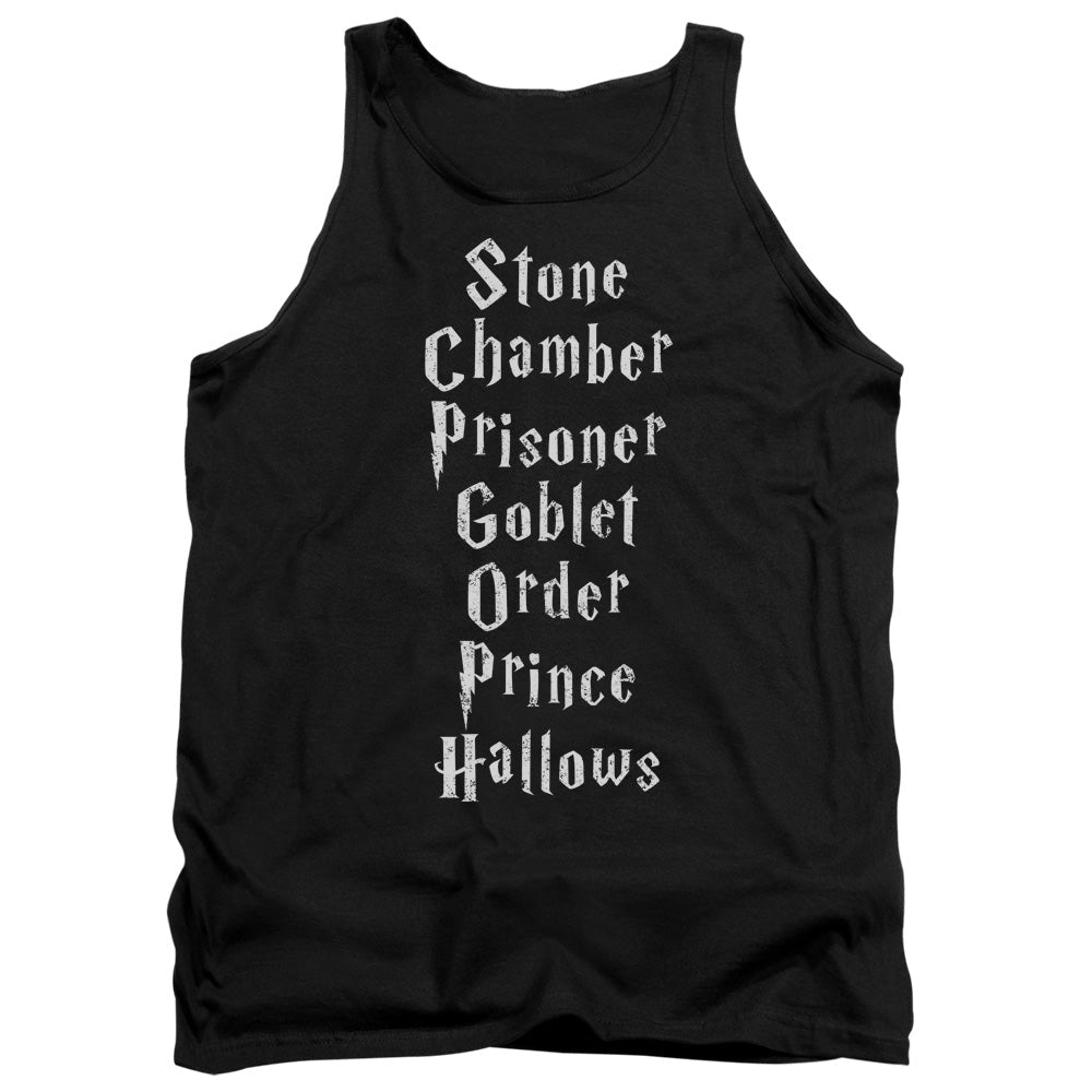 Harry Potter Titles Mens Tank Top Shirt Black Officially Licensed