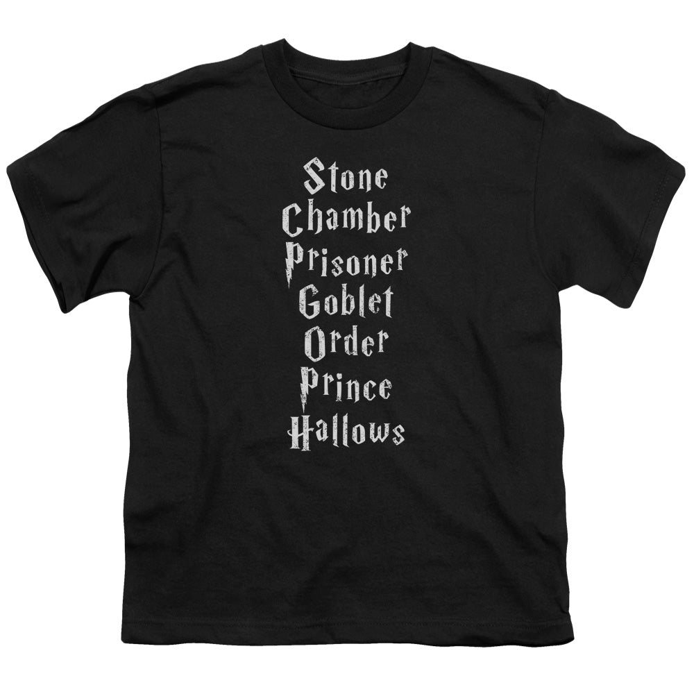 Harry Potter Titles Kids Youth T Shirt Black Officially Licensed
