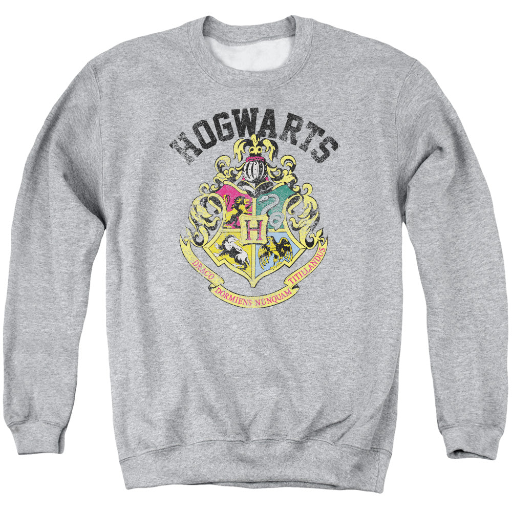 Harry Potter Hogwarts Crest Mens Crewneck Sweatshirt Athletic Heather Officially Licensed