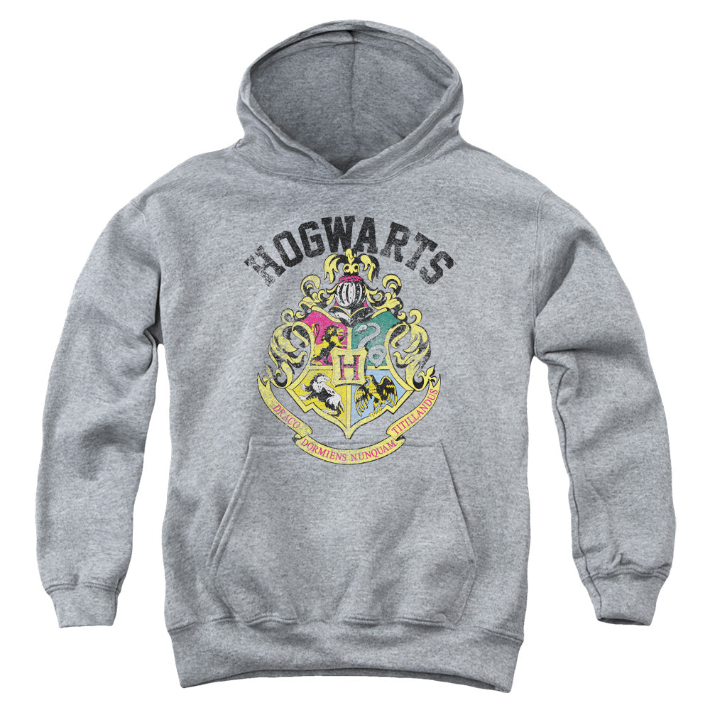 Harry Potter Hogwarts Crest Kids Youth Hoodie Athletic Heather Officially Licensed