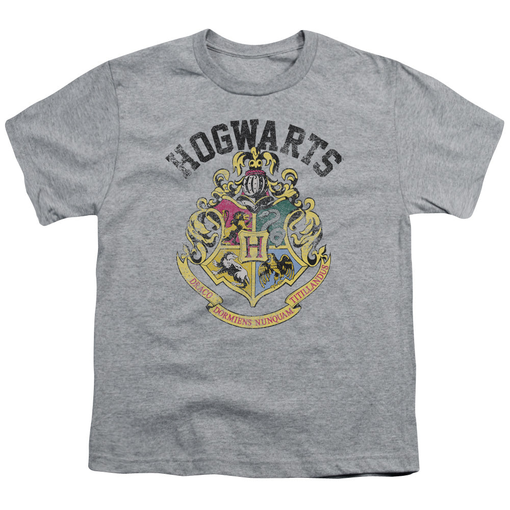 Harry Potter Hogwarts Crest Kids Youth T Shirt Athletic Heather Officially Licensed
