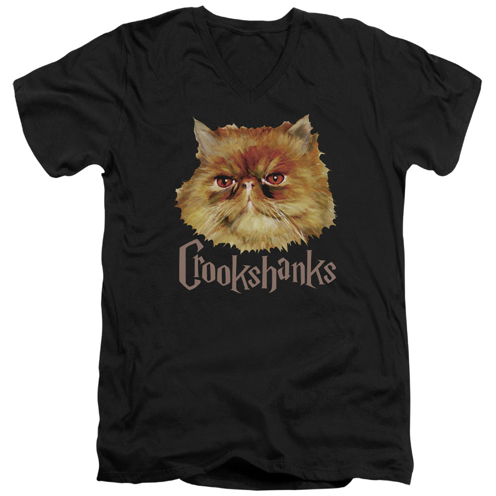 Harry Potter Crookshanks Color Mens Slim Fit V-Neck T Shirt Black Officially Licensed