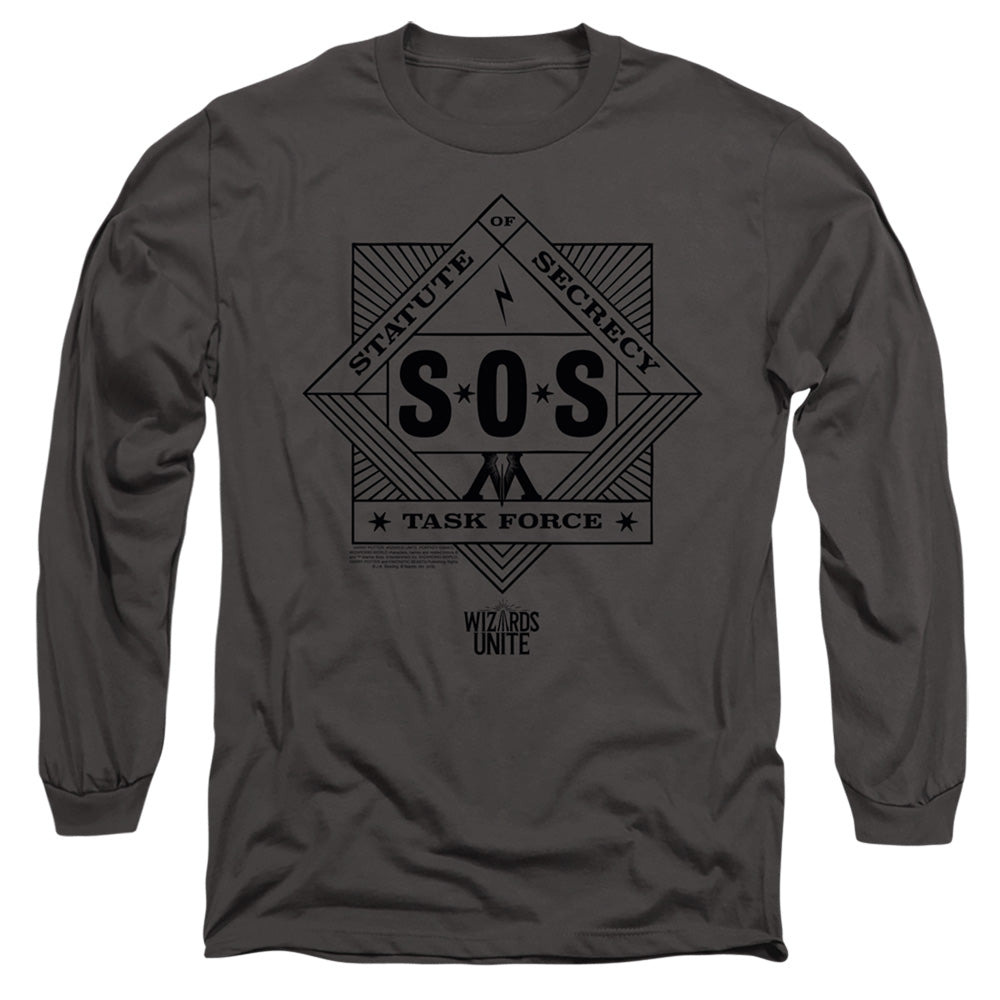 Harry Potter Wizards Unite Sos Task Force Mens Long Sleeve Shirt Charcoal Officially Licensed Officially Licensed
