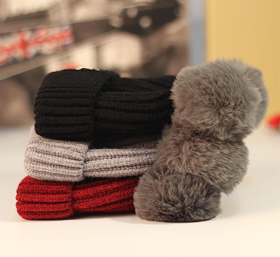 Modern Trend New Baby Beanies Hats Children Knitted Pompom Winter Autumn Cute Cap  Warm Girl Hat With Two Balls