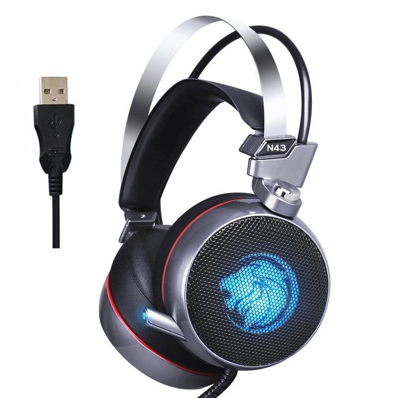 STEVVEX N43 Stereo Gaming Headset 7.1 Virtual Surround Bass Gaming Earphone Headphone with Mic LED Light for Computer PC Gamer (N43)
