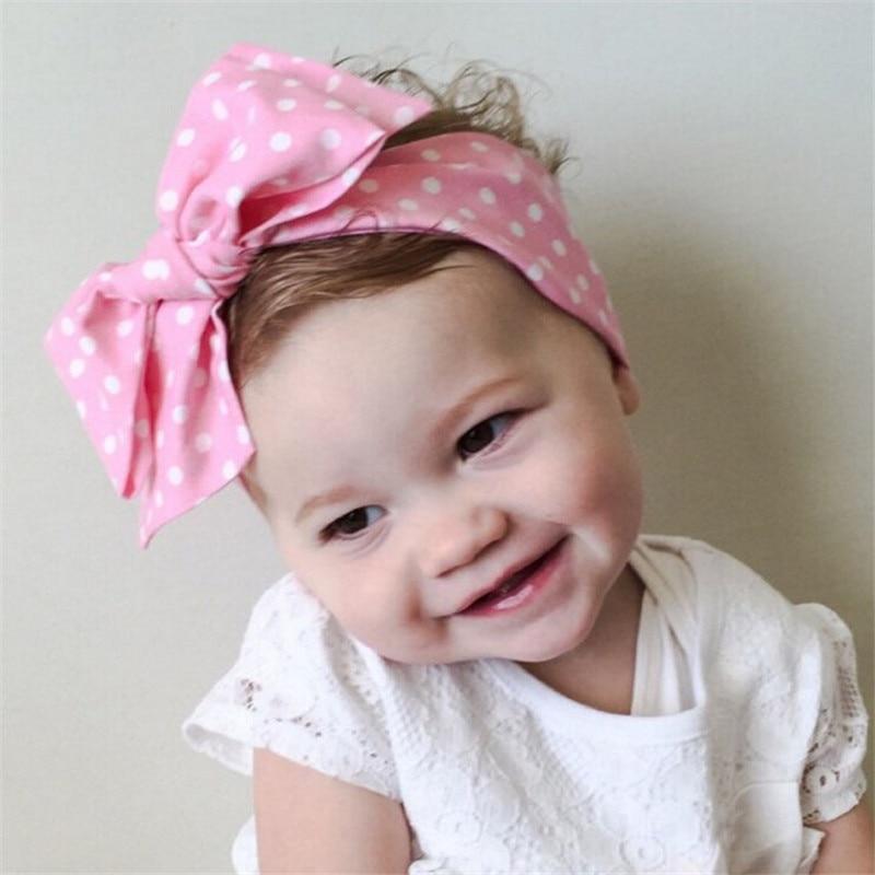 Modern Big Bowknot Headband For Baby Girls Bow hair band dot Cotton turban Head Wrap Hair Accessories