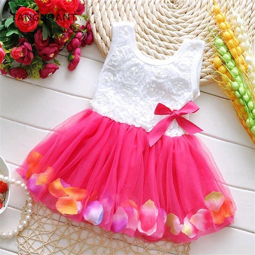 Kids Baby Girls Beautiful Flower Dress Princess Summer Sleeveless Mini Tutu Dress For Modern Baby Girls