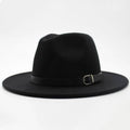 Vintage Winter Autumn Woolen Women Men Belt Buckle Fedora Hat Classic Wide Brim Floppy Hat Retro Warm Top Hat Vintage Cap Women Fedoras Durable Hat