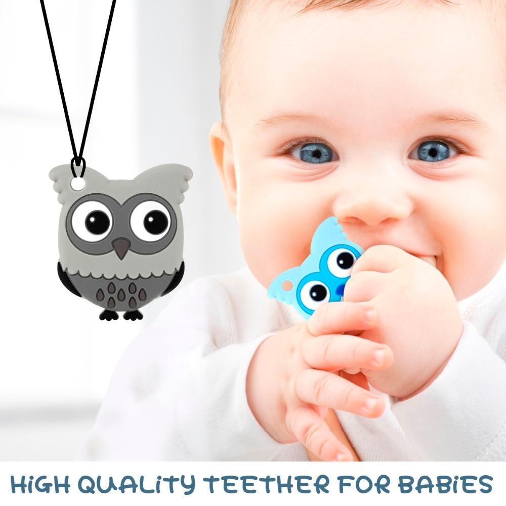 Baby Silicone Teethers BPA Free Teething Toy Animal Dog Koala Owl Elephant Baby Ring Teether Silicone Beads For Kids and Baby