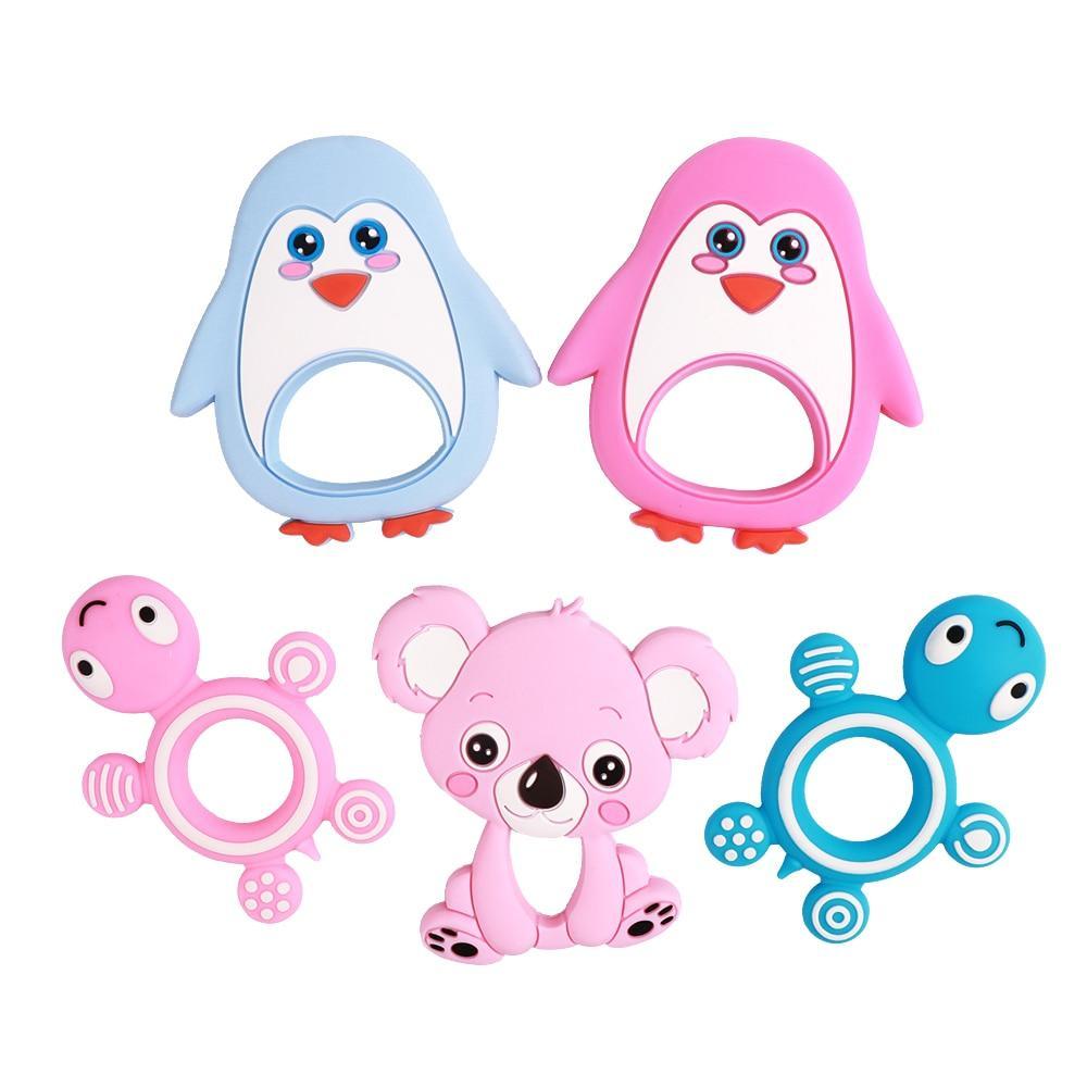 Baby Silicone Teethers BPA Free Teething Toy Animal Dog Koala Owl Elephant Baby Ring Teether Silicone Beads For Kids and Baby