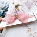 Luxury Modern Pearl Handmade Baby Girls Bowknot Crown Headband Lace Elastic Hair Band Bow For Girls Baby