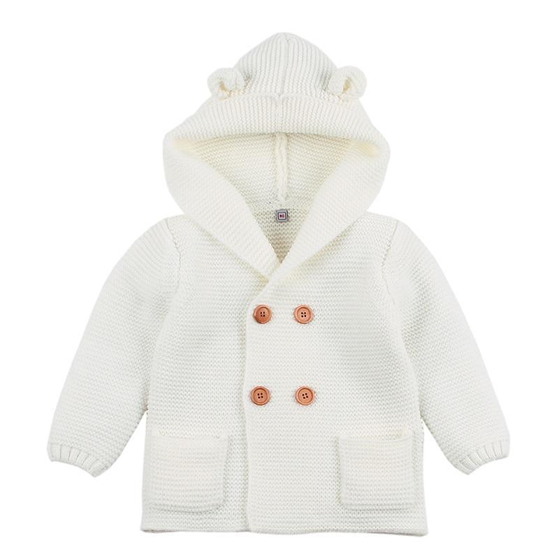 Winter Hooded Knitted Long Sleeve  Sweaters For Newborn Babies