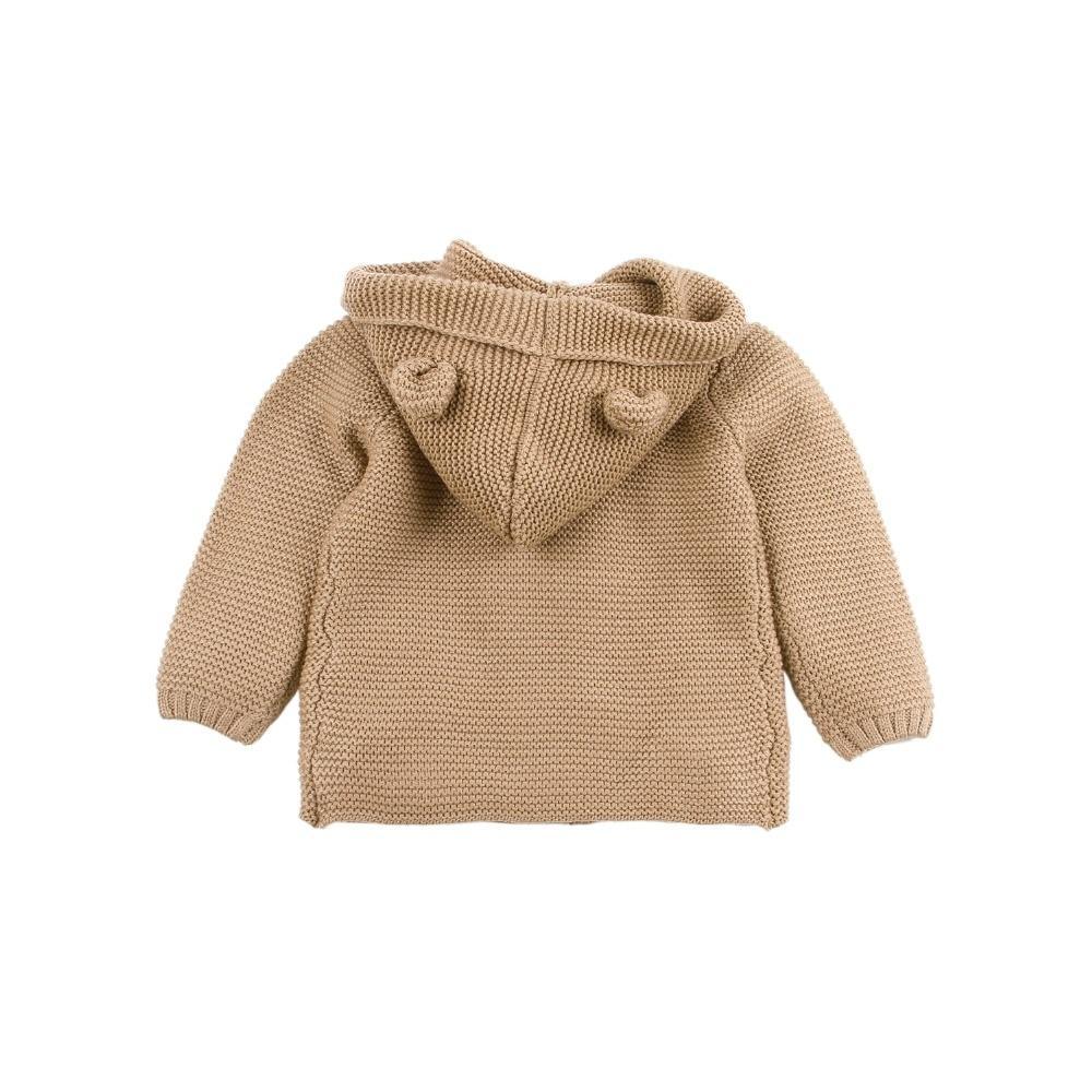 Winter Hooded Knitted Long Sleeve  Sweaters For Newborn Babies