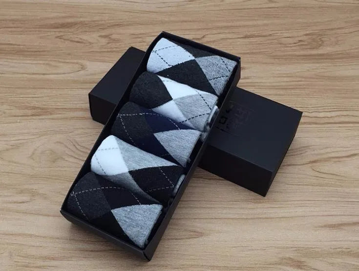 5 Pairs/lot Cotton Men's Dress Sock Solid Color