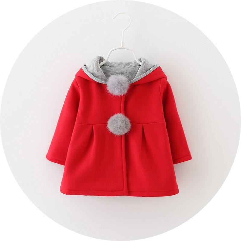 Luxury High Quality Baby Girls Coat Winter Spring Baby Girls Princess Coat Jacket Rabbit Ear Hoodie Casual Outerwear for Baby girl