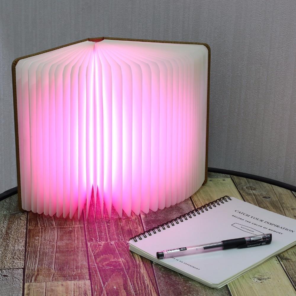 STEVVEX Led Book Lamp Light USB Rechargeable Foldable Wooden Night Light Valentine Birthday Christmas Gift for Family Friend Rechargeable Unique Gift