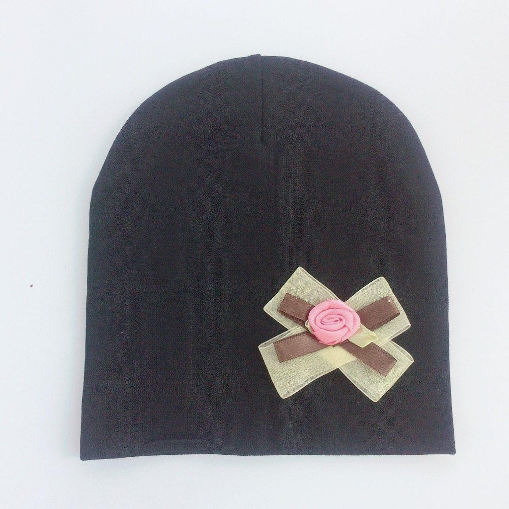 Modern Elegant Baby Girl Hat Cap With Bow and Dots Cotton Flower Beanie for Girls Butterfly Knot