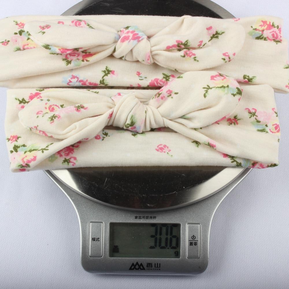 Modern Handmade Mother Baby Turban Matching Headband Mom Daughter Rabbit Ears Headbands Floral Print Bow