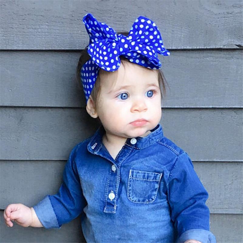 Modern Big Bowknot Headband For Baby Girls Bow hair band dot Cotton turban Head Wrap Hair Accessories