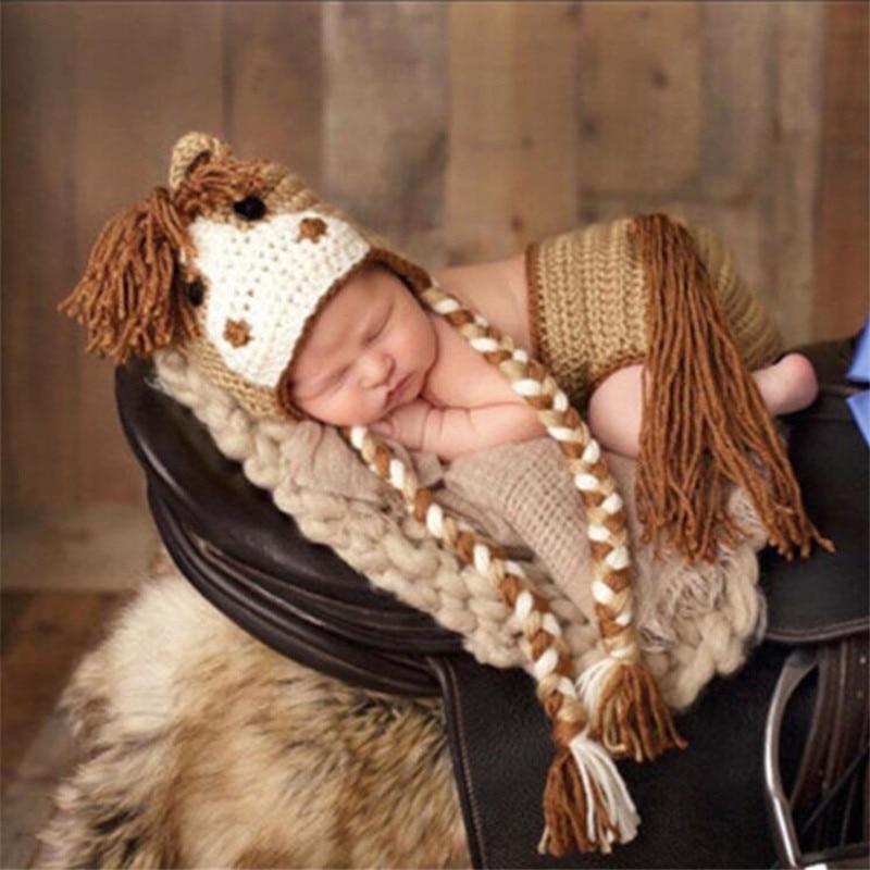 Modern Baby Cap Deer Design Handmade Crochet Deer Costume Set Knitted Hats And Toy For Girls and Boys Kids
