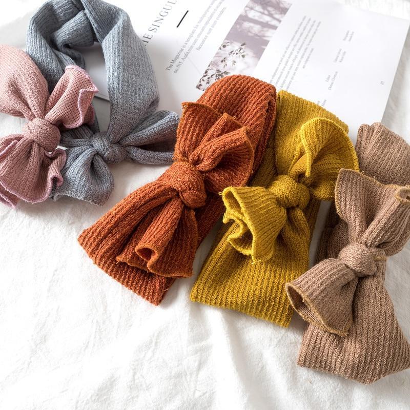 Modern Headbands Knitted Newborn Baby Bows Head Warm Headband Infant Toddler Hair Bow for Girls  Kids