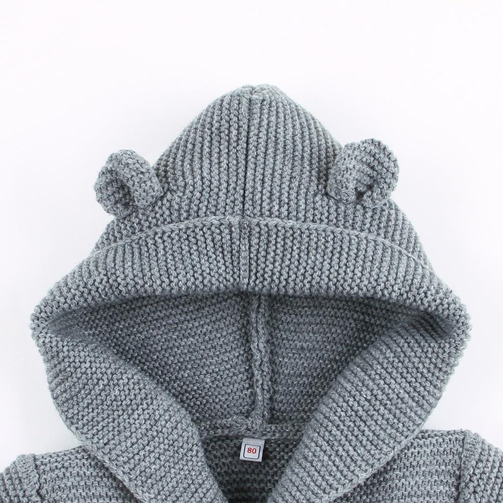 Winter Hooded Knitted Long Sleeve  Sweaters For Newborn Babies