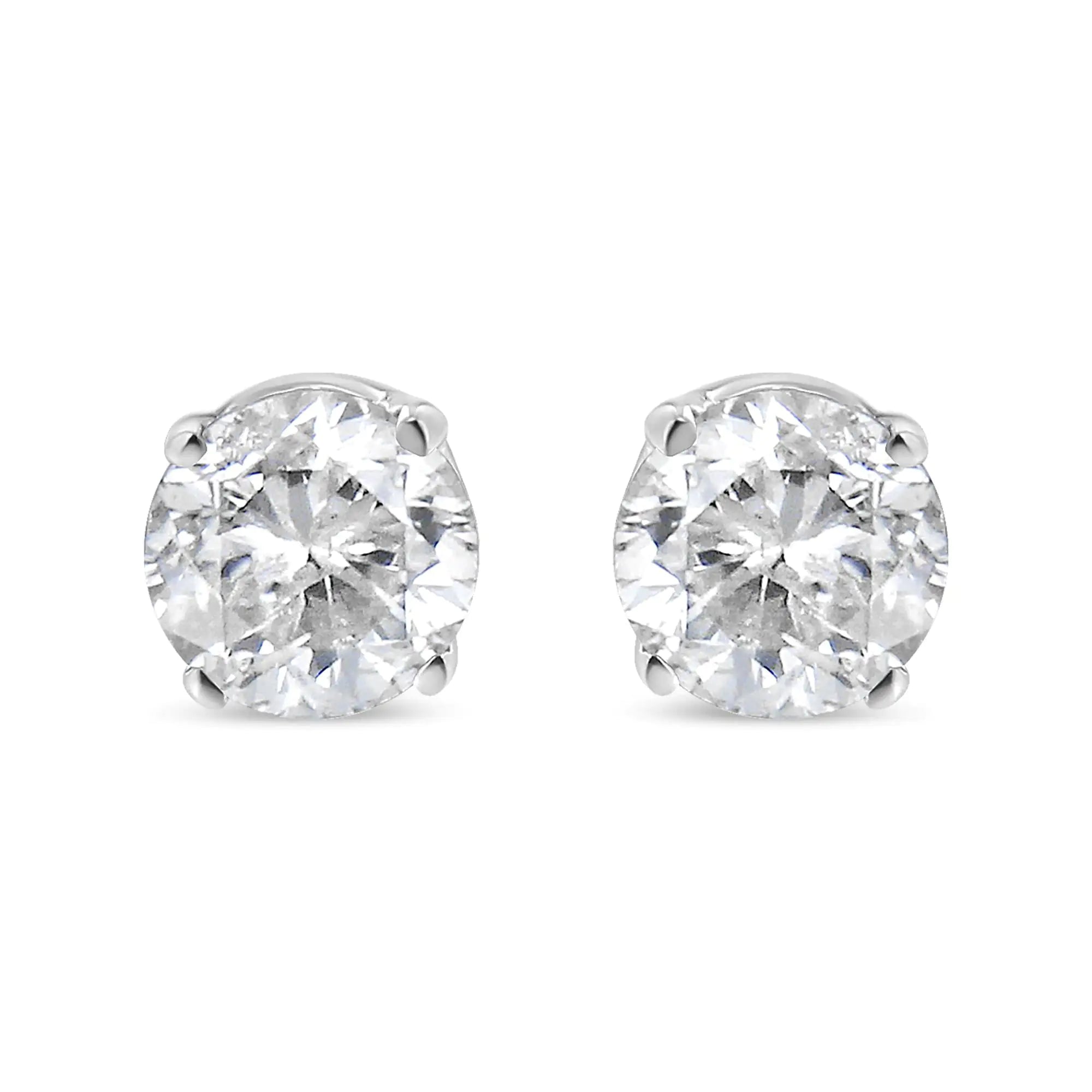 14K White Gold 1/4 Cttw Lab Grown Diamond 4-Prong Classic Solitaire Stud Earrings (G-H Color, VS2-SI1 Clarity)