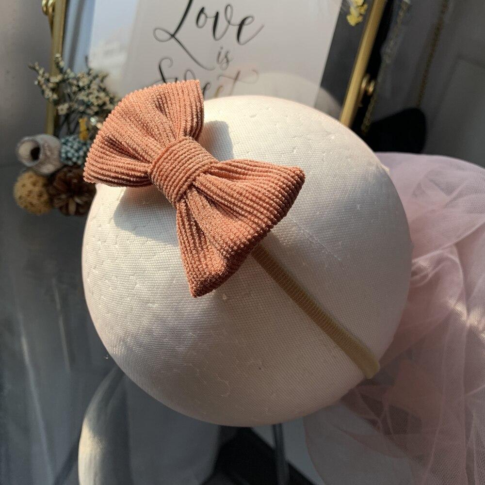 Baby Headband Bow Headbands For Girl Corduroy Head Band Thin Nylon Hairband Newborn Kids Hair Accessories Bow For Kids
