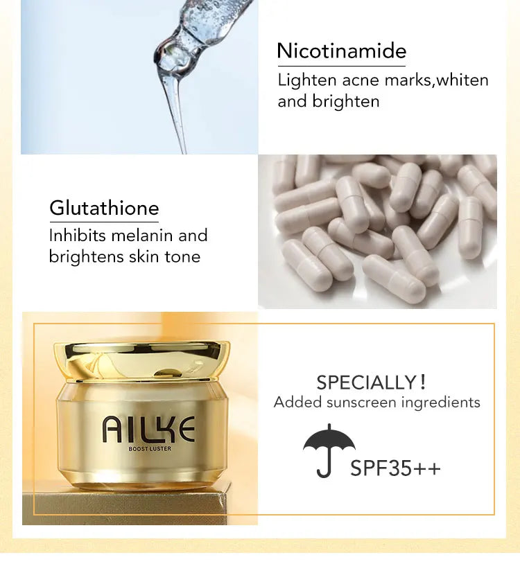 AILKE Dark Spot Corrector Hydration Facial Cream With Spf35+ Lighting Skin Tone Anti-sunburn Skin Care
