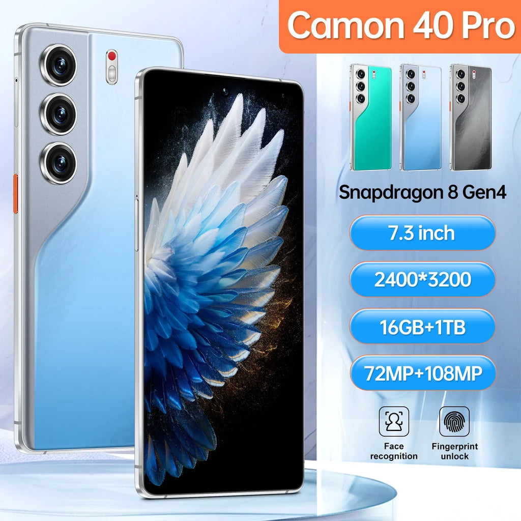 Camon 40 Pro 5G Global Unlocked Smartphone 7.3 Inch HD Screen 16GB+1TB Large Storage Deca Core 2025 Hot Selling