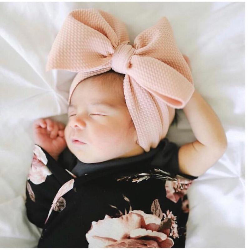 Baby Girls Headband Toddler Big Bow Hairband Cute Solid Stretch Turban For Baby Girls